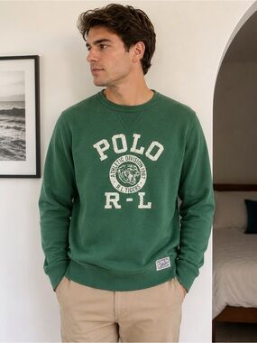 Polo by Ralph Lauren Forest Green Crewneck with Athletic Logo